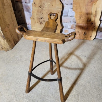 Brutalist Marbella Style Stool Mid Century