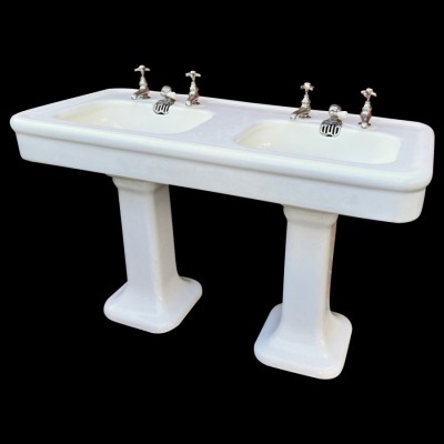 Antique French Double Basin on Twin Pedestals