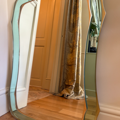 Italian Azure Midcentury Modern Wall Mirror