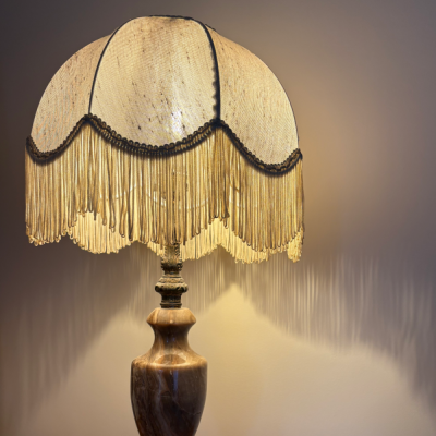 Antique Onyx Table Lamp and Shade