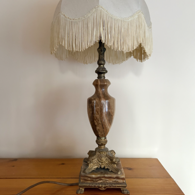 Antique Onyx Table Lamp and Shade