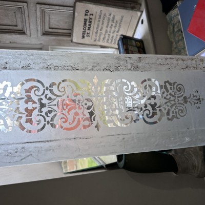 Pair of etched glass panes. 