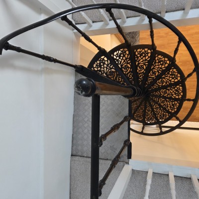Black Wrought Iron Spiral Staircase for sale