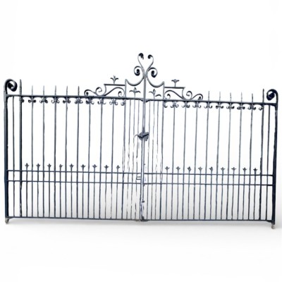 Very Heavy Duty Large 16ft Wide Set of Ornate c1900 Wrought Iron Gates
