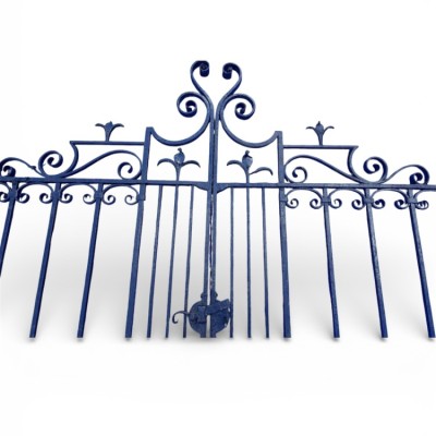 Very Heavy Duty Large 16ft Wide Set of Ornate c1900 Wrought Iron Gates