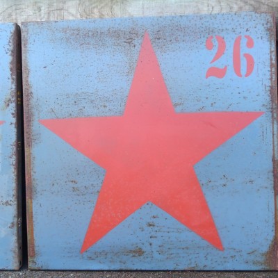 Large vintage industrial steel panels