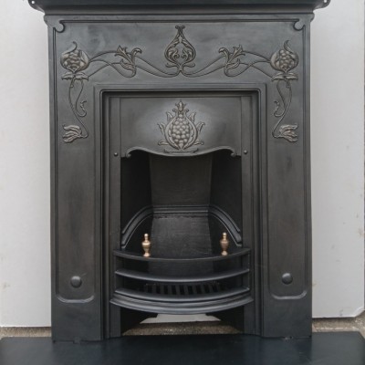 Original Art Nouveau cast iron fireplace