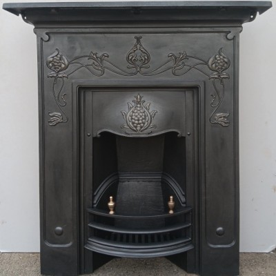Original Art Nouveau cast iron fireplace