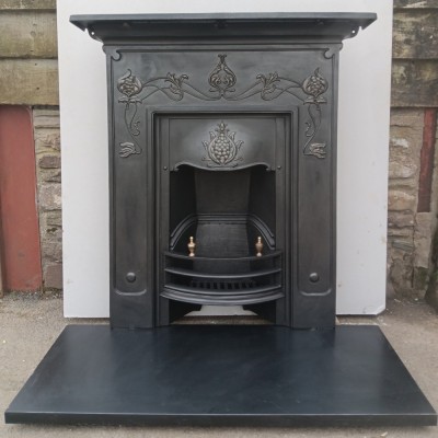 Original Art Nouveau cast iron fireplace