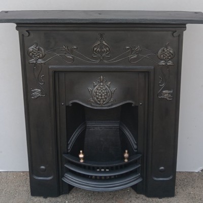 Original Art Nouveau cast iron fireplace