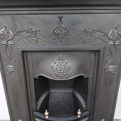 Original Art Nouveau cast iron fireplace