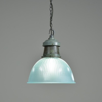 Pair Turquiose Holophane  Pendant Lights