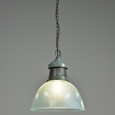 Pair Turquiose Holophane  Pendant Lights