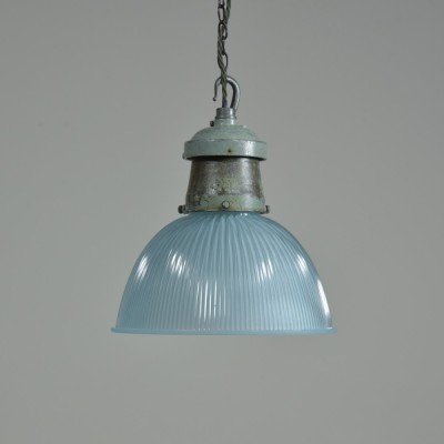 Pair Turquiose Holophane  Pendant Lights