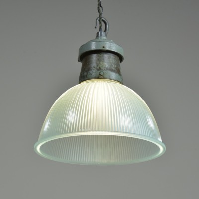 Pair Turquiose Holophane  Pendant Lights