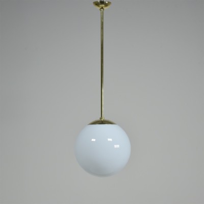 Brass Stemmed Opal Globe Lights