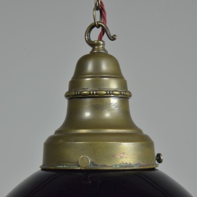 Pair Deep Red Globe Pendants