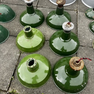 Various sized 1930’s enamel light shades