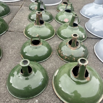 Various sized 1930’s enamel light shades