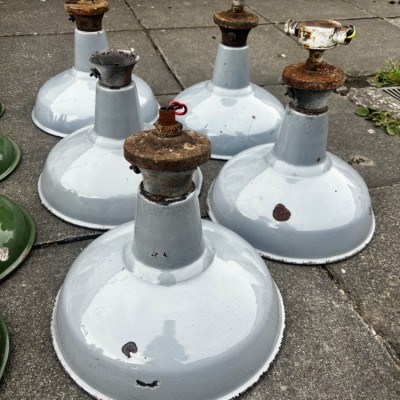 Various sized 1930’s enamel light shades