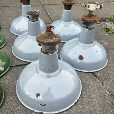 Various sized 1930’s enamel light shades