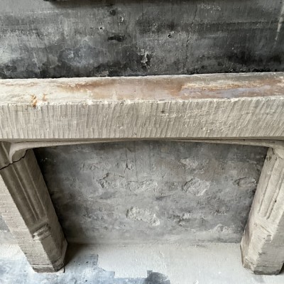 Antique English Gothic Stone Fireplace Surround
