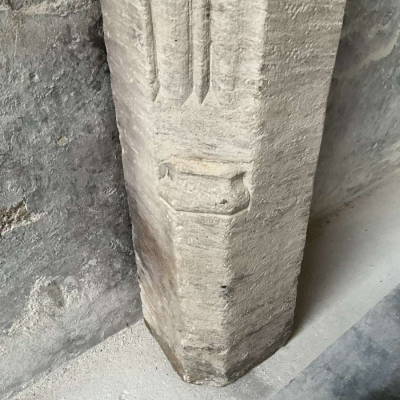 Antique English Gothic Stone Fireplace Surround