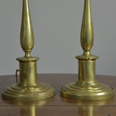 Pair Baluster  Brass Lamps
