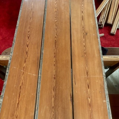 Reclaimed Mid Victorian Pitch Pine Church Pew Seating/Backing Board 