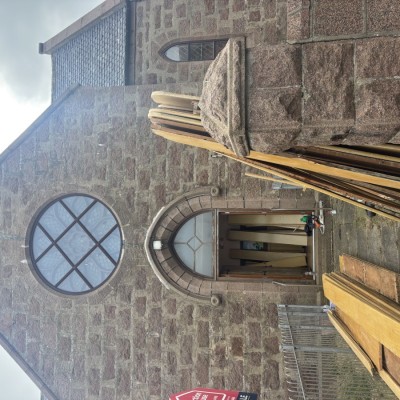 Reclaimed Mid Victorian Pine Church Pew Seating/Panel Board