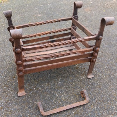 Early wrought iron fire basket