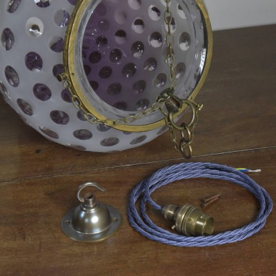 Dimpled Violet Glass Lantern