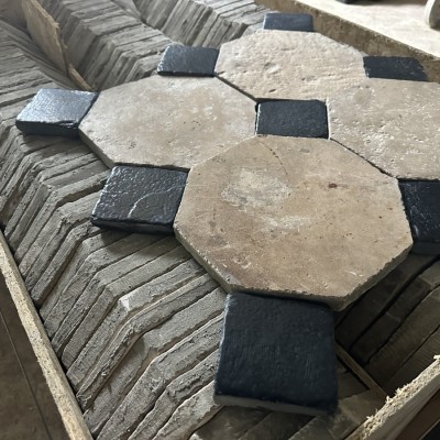 Reclaimed limestone octagonal flooring 