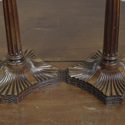 Pair Mahogany Fluted Column Lamps
