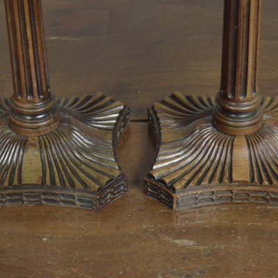 Pair Mahogany Fluted Column Lamps