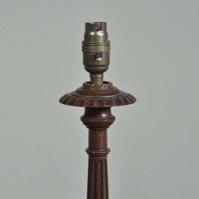 Pair Mahogany Fluted Column Lamps