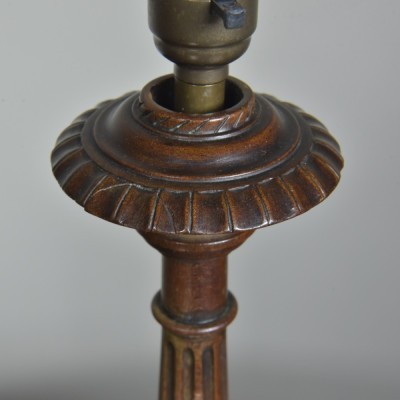 Pair Mahogany Fluted Column Lamps
