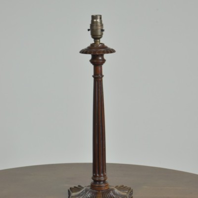 Pair Mahogany Fluted Column Lamps