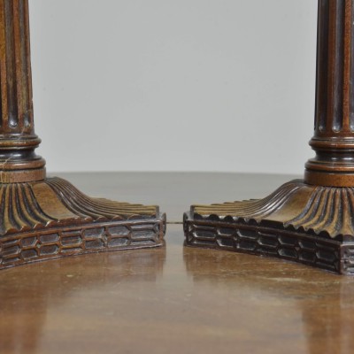 Pair Mahogany Fluted Column Lamps