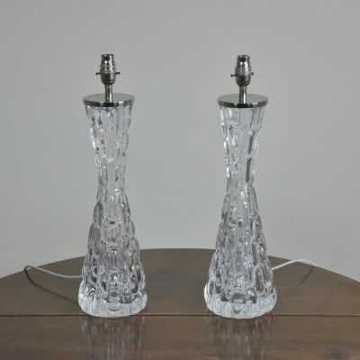 Waisted Crystal Lamps by Orrefors