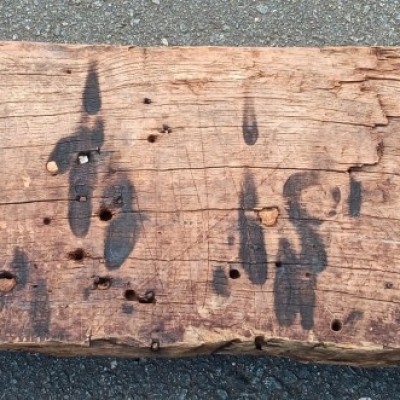C17th oak inglenook fireplace beam
