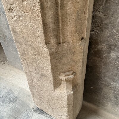  Antique Carved Bath Stone Gothic Revival Fireplace Surround