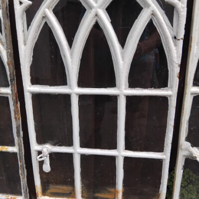 Set of 8 Antique Victorian Cast Iron Gothic Windows 