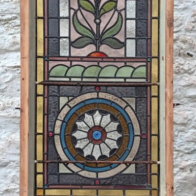  Victorian stained & painted glass window.