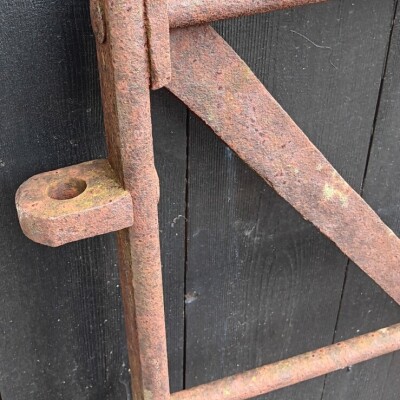 Matching pair of  large single antique wrought iron estate gates