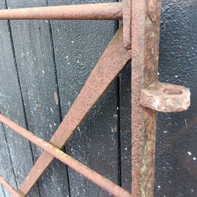 Matching pair of  large single antique wrought iron estate gates
