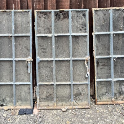 Set Of 22 Antique Square Panel Cast Iron Cottage Windows