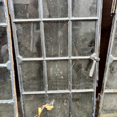Set Of 22 Antique Square Panel Cast Iron Cottage Windows
