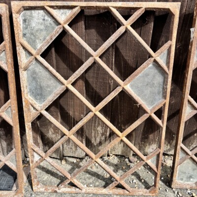 Set Of 5 Victorian Cast Iron Lattice Work Cottage Windows