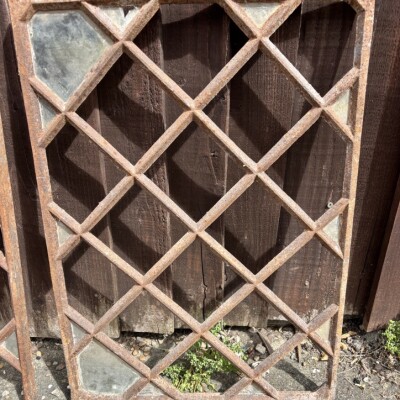 Set Of 5 Victorian Cast Iron Lattice Work Cottage Windows